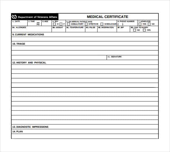 Medical Certificate Sample 641