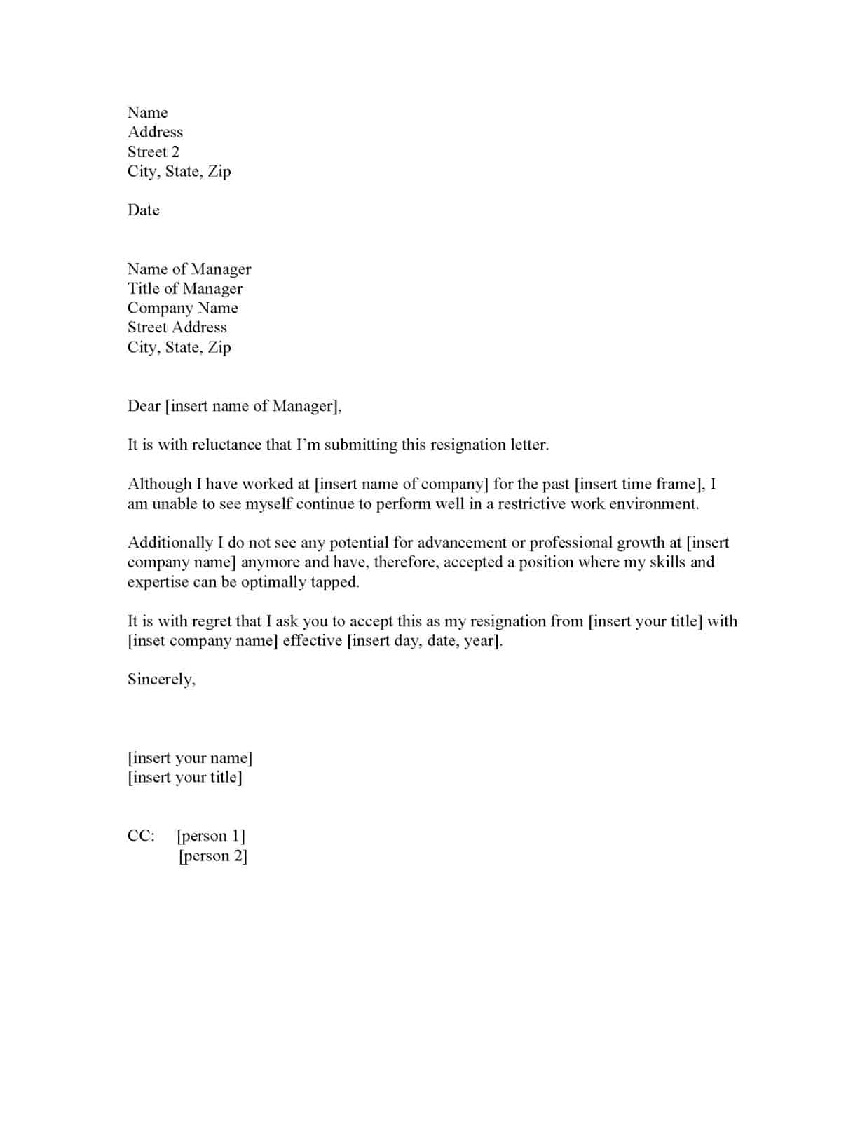 Resignation Letter Format 10.1