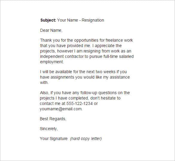 Resignation Letter Format 3641