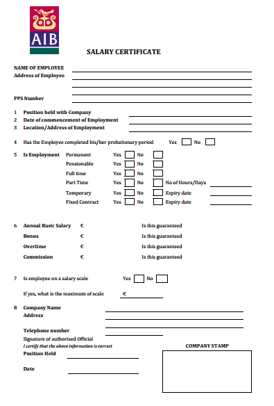 Salary Certificate Formats 341