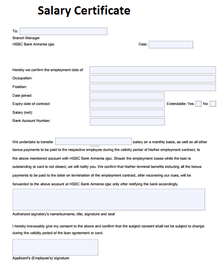 Salary Certificate Formats 7941