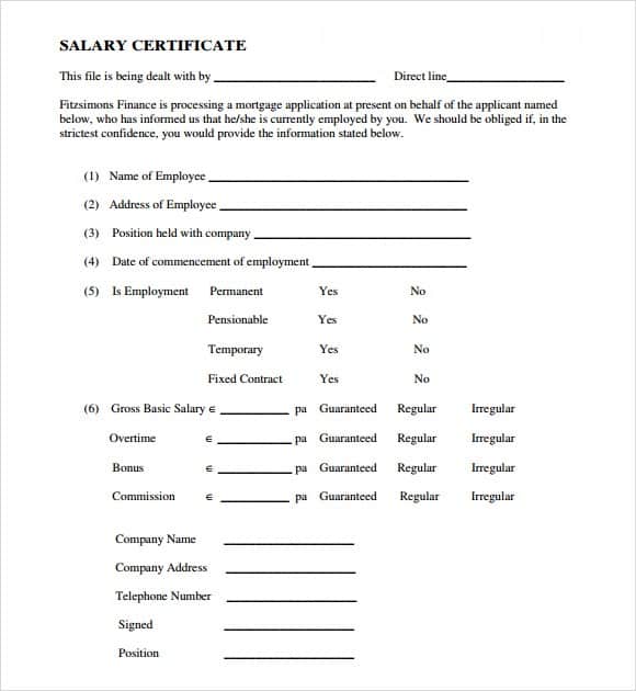 Salary Certificate Formats 941