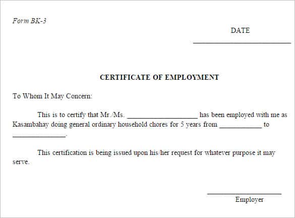 certificate format 641