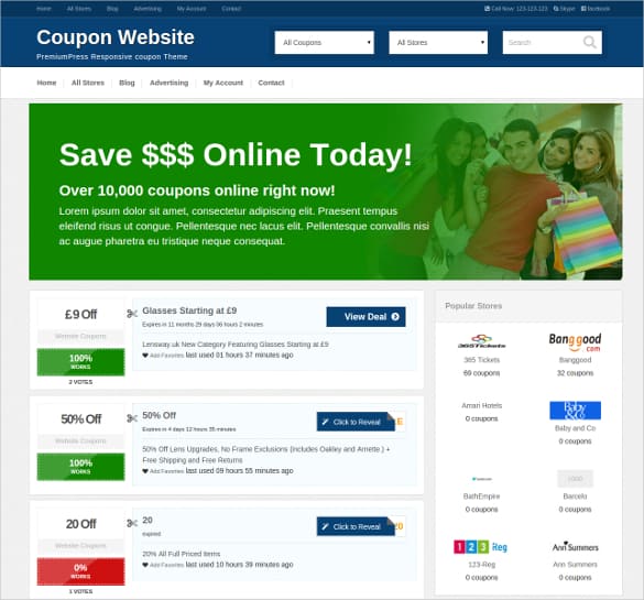 coupon website template 941