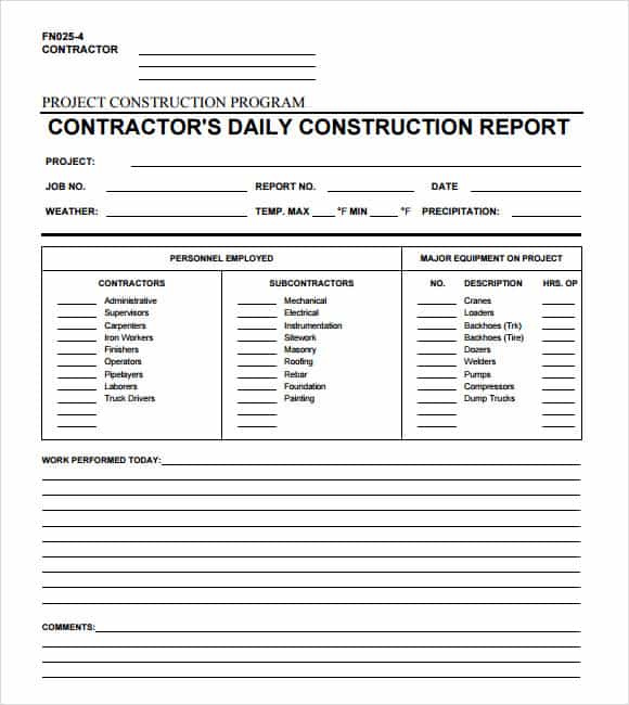 daily report template 3461