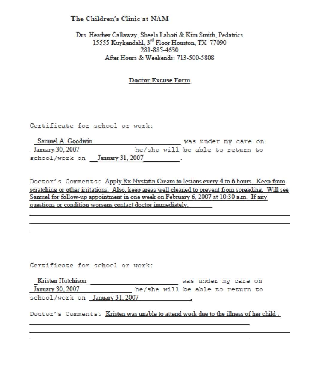 13 Doctors Note Templates Fake Excuse Samples