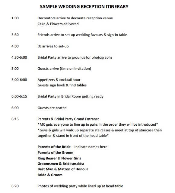 event itinerary template 746