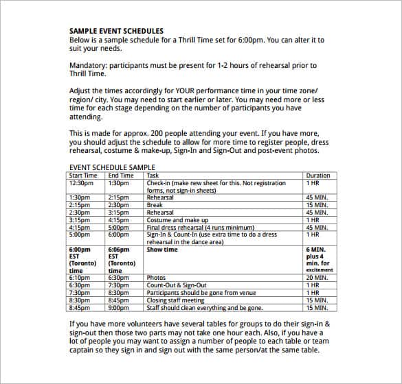 event itinerary template 9