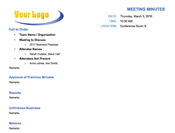 meeting minutes template 164