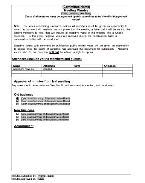 meeting minutes template 3461