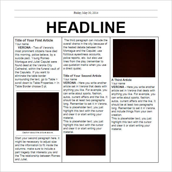 newspaper template 164