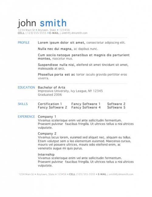 resume templates for mac 41