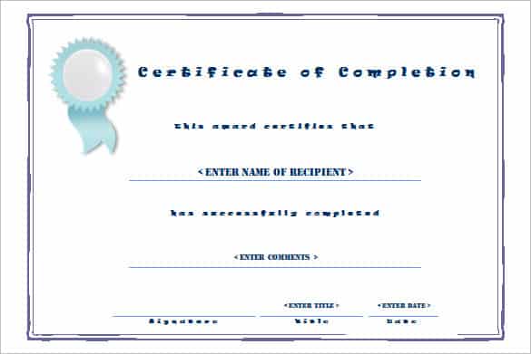 certificaet of completion 641