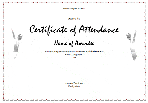 certificate of attendance template 41