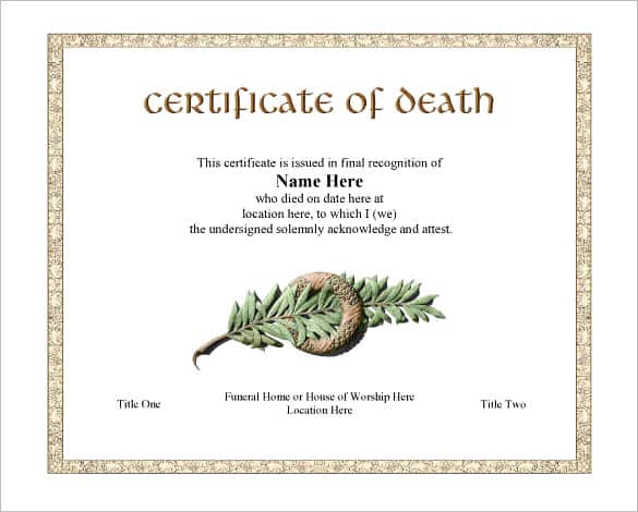7 Free Death Certificate Templates - Formats & Designs