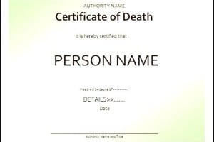 Printable Fake Death Certificate Template Sample