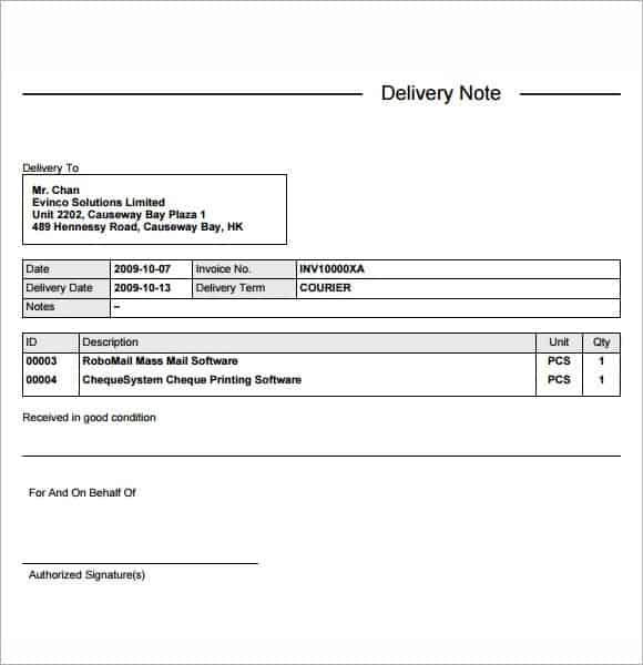delivery note template 46