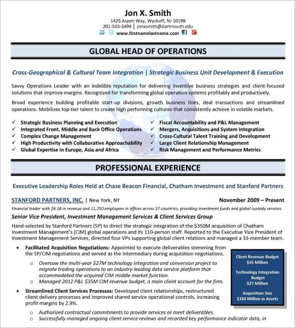 executive resume template word 457