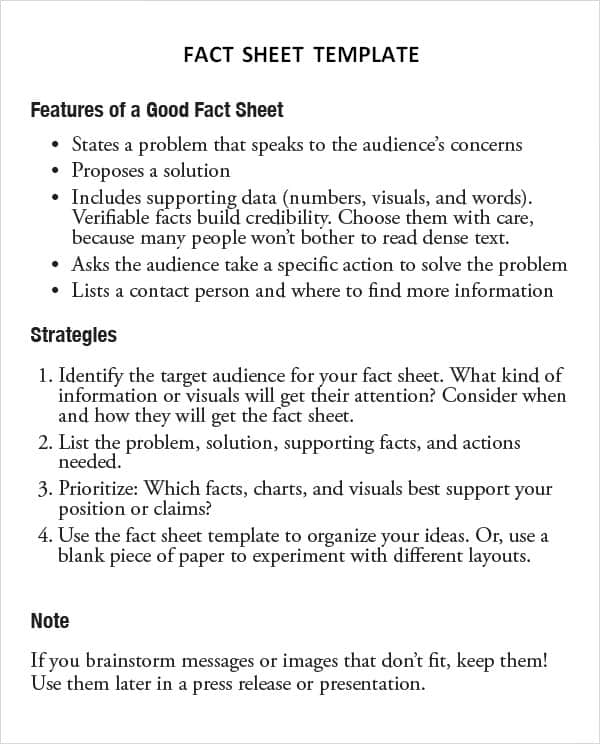 fact sheet template 464