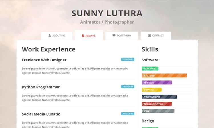 html resume template 594