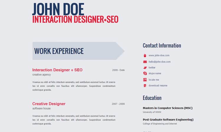 html resume template 96