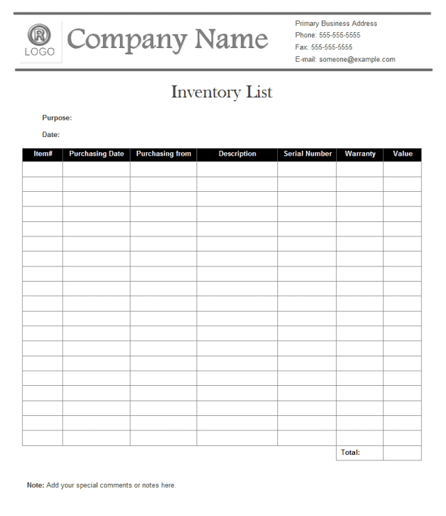 inventory list 5