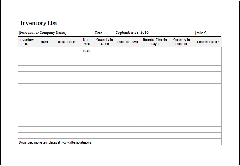 inventory list 6