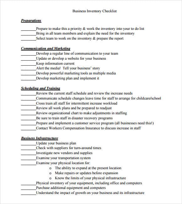 inventory list 9