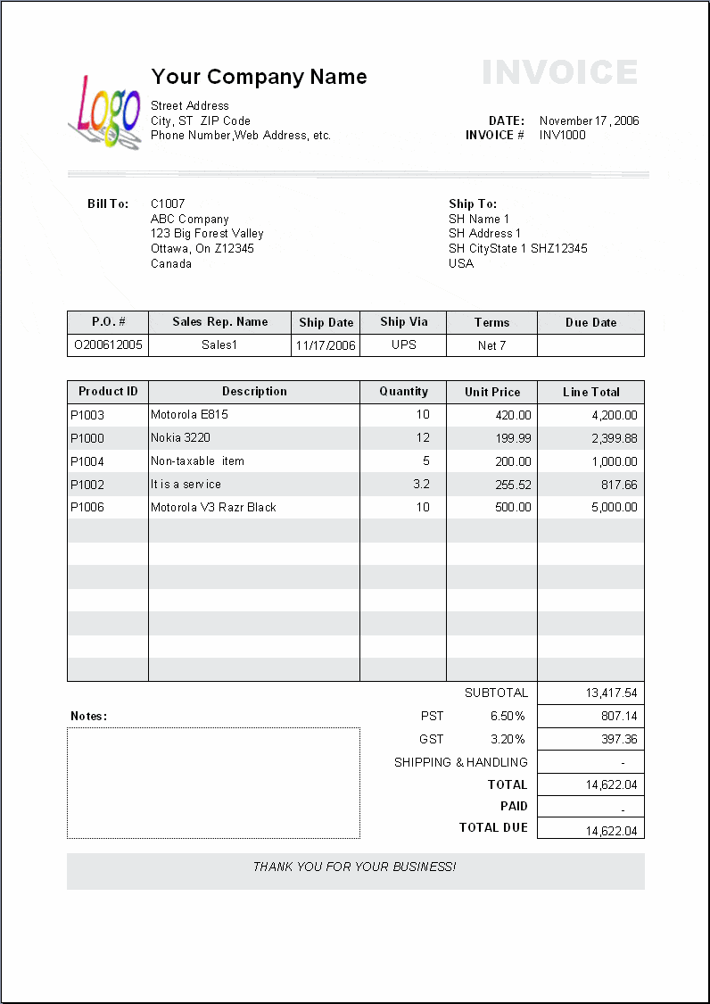 invoice format 794