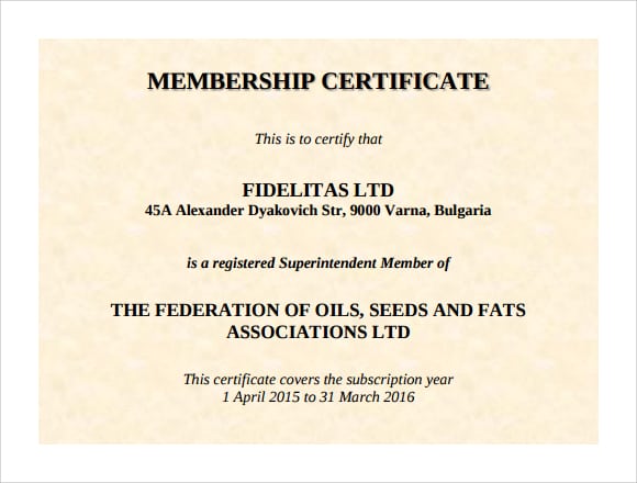 membership certificate template 8