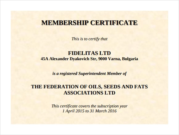 membership certificate template 8
