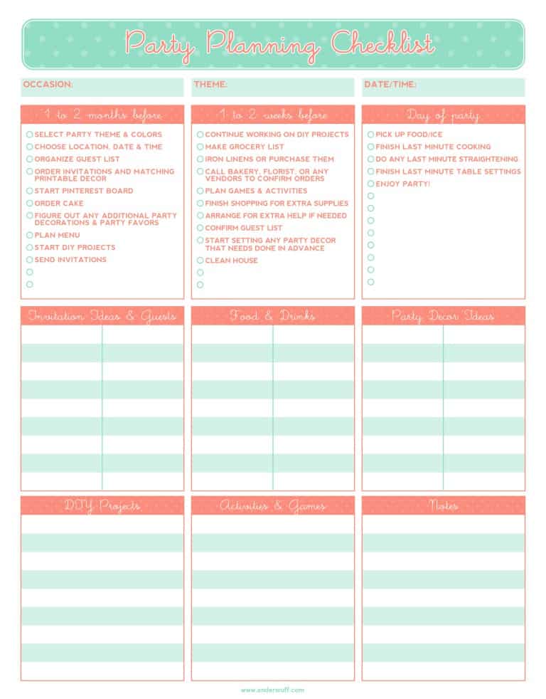 party planning template 264