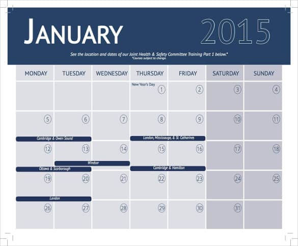 training calendar template 341