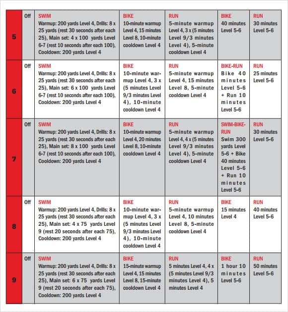 training calendar template 7941