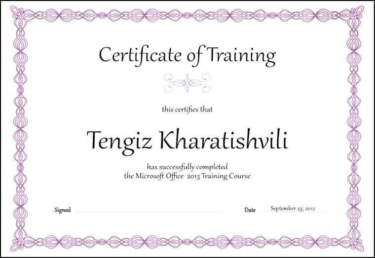 Certificate of Training Template PDF