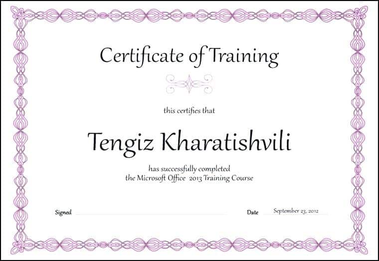 Certificate of Training Template PDF