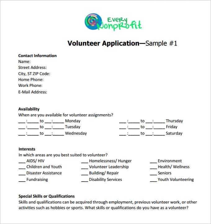 volunteer application 660