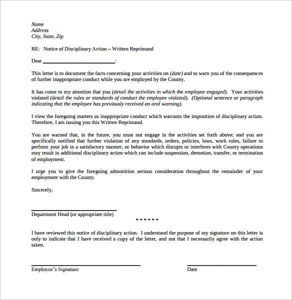 warning letter to employee 61
