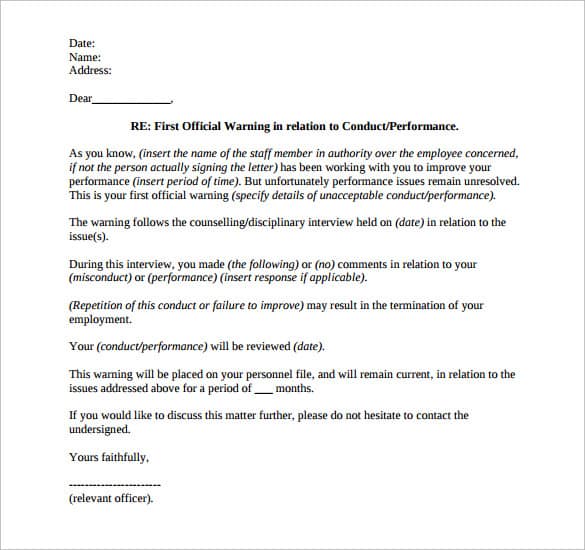warning letter to employee 74