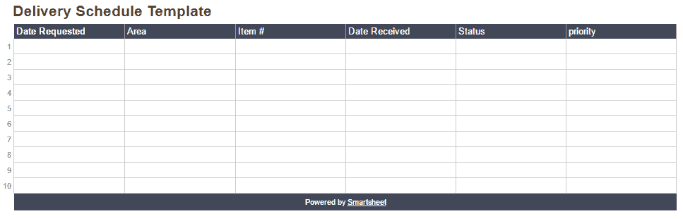 Delivery Schedule 72