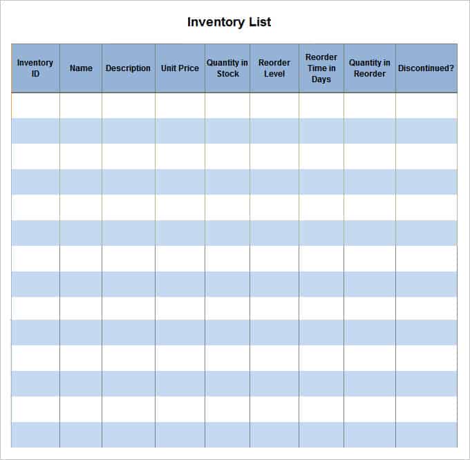 inventory list template 32