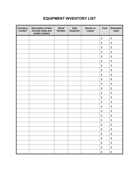 inventory list template 42