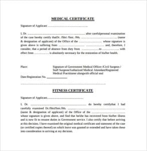Medical Certificate Samples - Word Excel PDF Formats