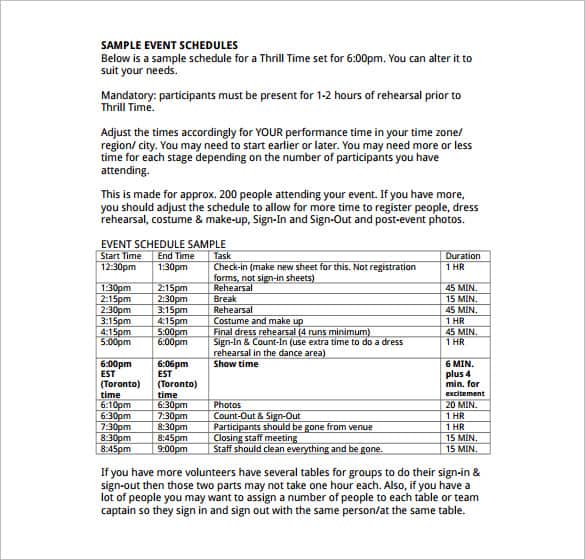 Event Itinerary Templates Templates Front