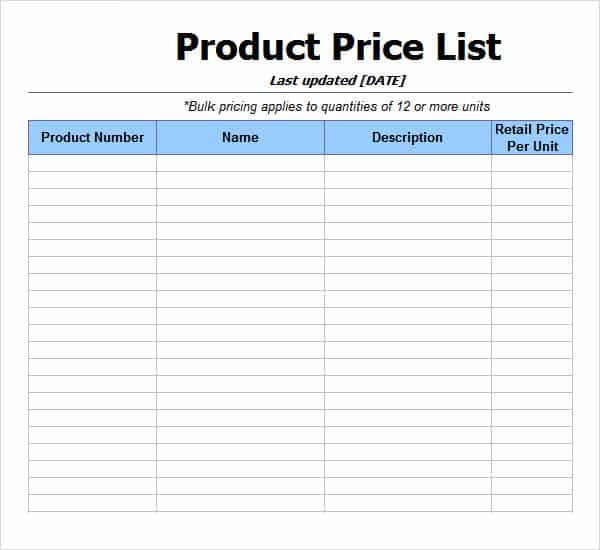 Price List Design Templates - Word Excel PDF Formats