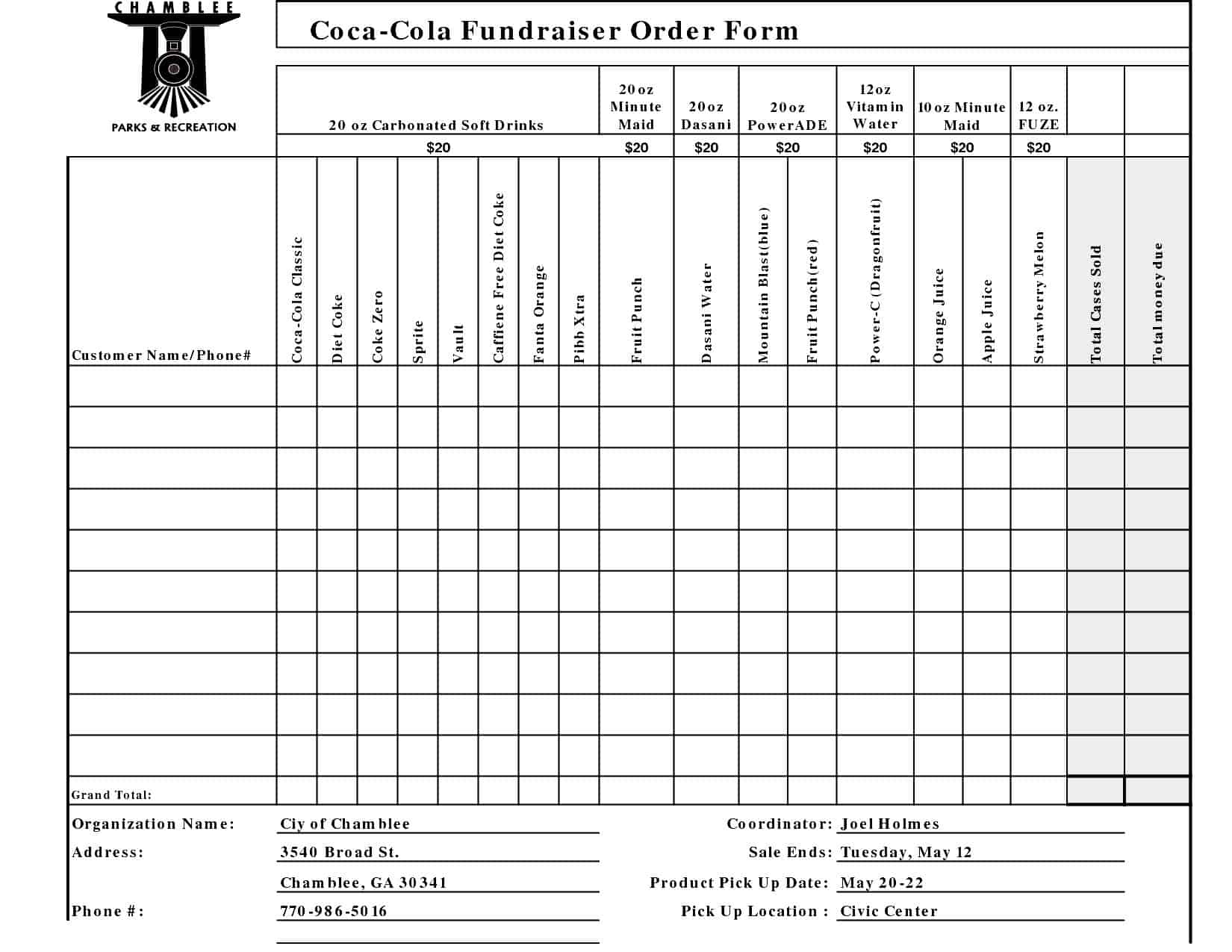 Fundraiser Order Form Templates Word Excel Pdf Formats