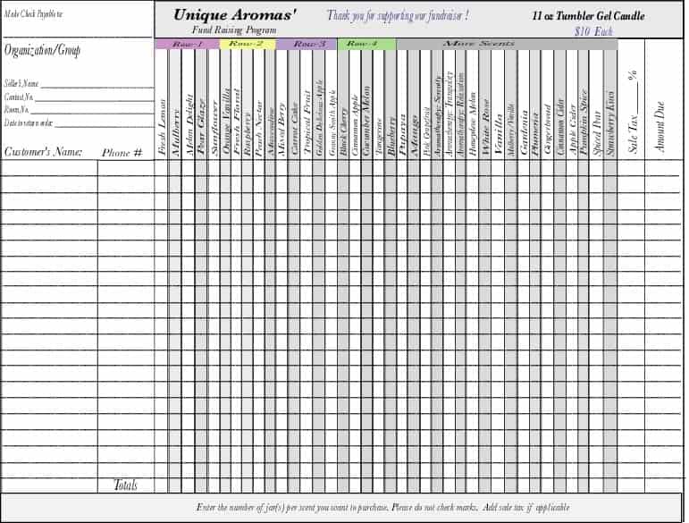 Free Editable Fundraiser Order Form Template