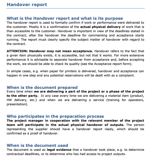 Handing Over Notes Template