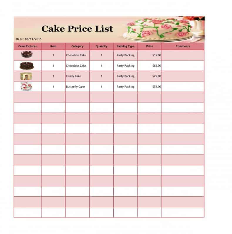 Price List Template Excel from www.templatesfront.com