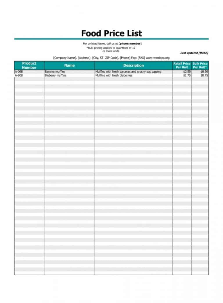8+ Free Price List Design Templates - Word Excel PDF Formats